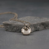 Organic Silver And Gold Necklace • 14K Gold Bezel Diamond Pendant • Handmade Mixed Metal Jewelry