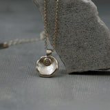 Organic Silver And Gold Necklace • 14K Gold Bezel Diamond Pendant • Handmade Mixed Metal Jewelry