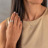 Organic Silver And Gold Bridal Set • 14K Gold Bezel Diamond Necklace + Ring • Handmade Mixed Metal Jewelry