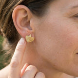 Gold Leaf Stud Earrings • Handmade Botanical Minimalist Studs • Nature-Inspired Everyday Jewelry • Small Organic Earrings For Women