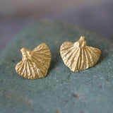 Gold Leaf Stud Earrings • Handmade Botanical Minimalist Studs • Nature-Inspired Everyday Jewelry • Small Organic Earrings For Women