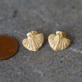 Gold Leaf Stud Earrings • Handmade Botanical Minimalist Studs • Nature-Inspired Everyday Jewelry • Small Organic Earrings For Women