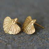 Gold Leaf Stud Earrings • Handmade Botanical Minimalist Studs • Nature-Inspired Everyday Jewelry • Small Organic Earrings For Women