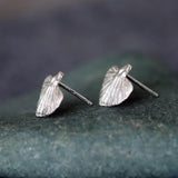 Sterling Silver Sweet Potato Leaf Stud Earrings • Handmade Botanical Studs • Minimalist Nature-Inspired Jewelry • Small Organic Earrings
