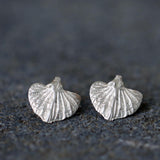 Sterling Silver Sweet Potato Leaf Stud Earrings • Handmade Botanical Studs • Minimalist Nature-Inspired Jewelry • Small Organic Earrings