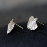 Sterling Silver Sweet Potato Leaf Stud Earrings • Handmade Botanical Studs • Minimalist Nature-Inspired Jewelry • Small Organic Earrings