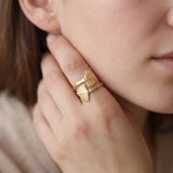 Gold Wrap Leaf Ring • Handmade Leaf Band • Botanical Statement Ring for women