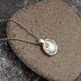 Organic Silver And Gold Necklace • 14K Gold Bezel Diamond Pendant • Handmade Mixed Metal Jewelry