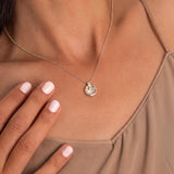 Organic Silver And Gold Necklace • 14K Gold Bezel Diamond Pendant • Handmade Mixed Metal Jewelry