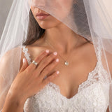 Organic Silver And Gold Bridal Set • 14K Gold Bezel Diamond Necklace + Ring • Handmade Mixed Metal Jewelry