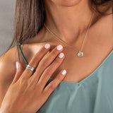 Organic Silver And Gold Bridal Set • 14K Gold Bezel Diamond Necklace + Ring • Handmade Mixed Metal Jewelry