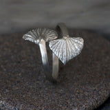 Silver Wrap Leaf Ring • Handmade open Band • Botanical Statement Ring for women
