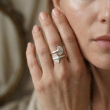 Silver Wrap Leaf Ring • Handmade open Band • Botanical Statement Ring for women