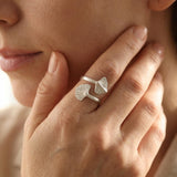 Silver Wrap Leaf Ring • Handmade open Band • Botanical Statement Ring for women