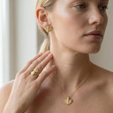 Gold Leaf Jewelry Set • Sweet Potato Leaf Necklace, Earrings, Ring • Handmade Botanical Bridal Set