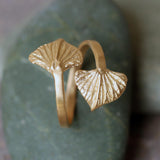 Gold Wrap Leaf Ring • Handmade Leaf Band • Botanical Statement Ring for women