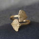Gold Wrap Leaf Ring • Handmade Leaf Band • Botanical Statement Ring for women