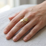 Gold Wrap Leaf Ring • Handmade Leaf Band • Botanical Statement Ring for women