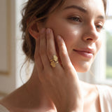 Gold Wrap Leaf Ring • Handmade Leaf Band • Botanical Statement Ring for women