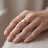 Gold Wrap Leaf Ring • Handmade Leaf Band • Botanical Statement Ring for women