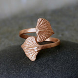 Silver Wrap Leaf Ring • Handmade open Band • Botanical Statement Ring for women