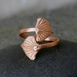 Gold Wrap Leaf Ring • Handmade Leaf Band • Botanical Statement Ring for women