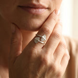 Silver Wrap Leaf Ring • Handmade open Band • Botanical Statement Ring for women