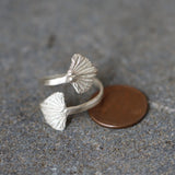 Silver Wrap Leaf Ring • Handmade open Band • Botanical Statement Ring for women