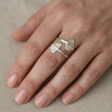 Silver Wrap Leaf Ring • Handmade open Band • Botanical Statement Ring for women