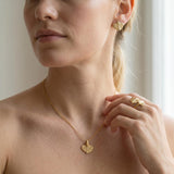 Gold Leaf Jewelry Set • Sweet Potato Leaf Necklace, Earrings, Ring • Handmade Botanical Bridal Set