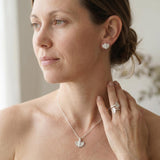 Sterling Silver Leaf Jewelry Set • Botanical Earrings, Wrap Ring & Necklace • Handmade Nature-Inspired Minimal Jewelry