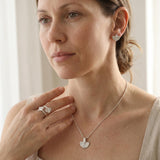 Sterling Silver Leaf Jewelry Set • Botanical Earrings, Wrap Ring & Necklace • Handmade Nature-Inspired Minimal Jewelry