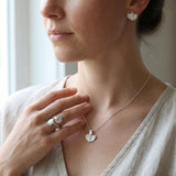 Sterling Silver Leaf Jewelry Set • Botanical Earrings, Wrap Ring & Necklace • Handmade Nature-Inspired Minimal Jewelry