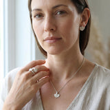 Sterling Silver Leaf Jewelry Set • Botanical Earrings, Wrap Ring & Necklace • Handmade Nature-Inspired Minimal Jewelry