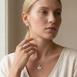 Sterling Silver Leaf Jewelry Set • Botanical Earrings, Wrap Ring & Necklace • Handmade Nature-Inspired Minimal Jewelry
