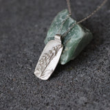 Sterling Silver Lavender Necklace • Personalized Engraved Floral Jewelry For Women • Handmade Rectangular Botanical Pendant