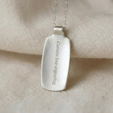 Sterling Silver Lavender Necklace • Personalized Engraved Floral Jewelry For Women • Handmade Rectangular Botanical Pendant