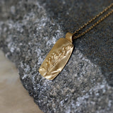Gold Lavender Pendant Necklace • Personalized Engraved Botanical Jewelry • Handmade Floral Gift for Women