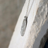 Sterling Silver Lavender Necklace • Personalized Engraved Floral Jewelry For Women • Handmade Rectangular Botanical Pendant
