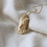 Gold Lavender Pendant Necklace • Personalized Engraved Botanical Jewelry • Handmade Floral Gift for Women
