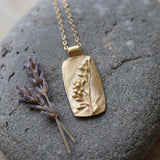 Gold Lavender Pendant Necklace • Personalized Engraved Botanical Jewelry • Handmade Floral Gift for Women