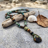 Men's Boho Gemstone Necklace • Long Beaded Pendant Necklace • Handmade Beach Jewelry For Him