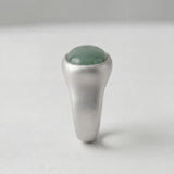 Sterling Silver Green Aventurine Ring • Oval Cabochon Boho Statement Ring • Handmade Wide Band Jewelry For Women