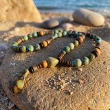 Men's Boho Gemstone Necklace • Long Beaded Pendant Necklace • Handmade Beach Jewelry For Him
