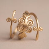 Gold Spiral Wrap Ring • Swirl Open Ring • Handmade Boho Statement Jewelry For Women
