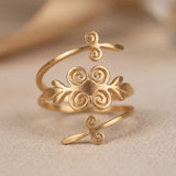 Gold Spiral Wrap Ring • Swirl Open Ring • Handmade Boho Statement Jewelry For Women