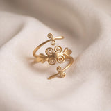 Gold Spiral Wrap Ring • Swirl Open Ring • Handmade Boho Statement Jewelry For Women