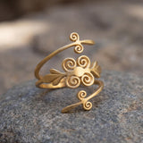 Gold Spiral Wrap Ring • Swirl Open Ring • Handmade Boho Statement Jewelry For Women