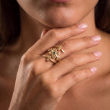 Gold Emerald Spiral Ring • Personalized May Birthstone Jewelry • Handmade Boho Wrap