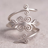 Gold Spiral Wrap Ring • Swirl Open Ring • Handmade Boho Statement Jewelry For Women